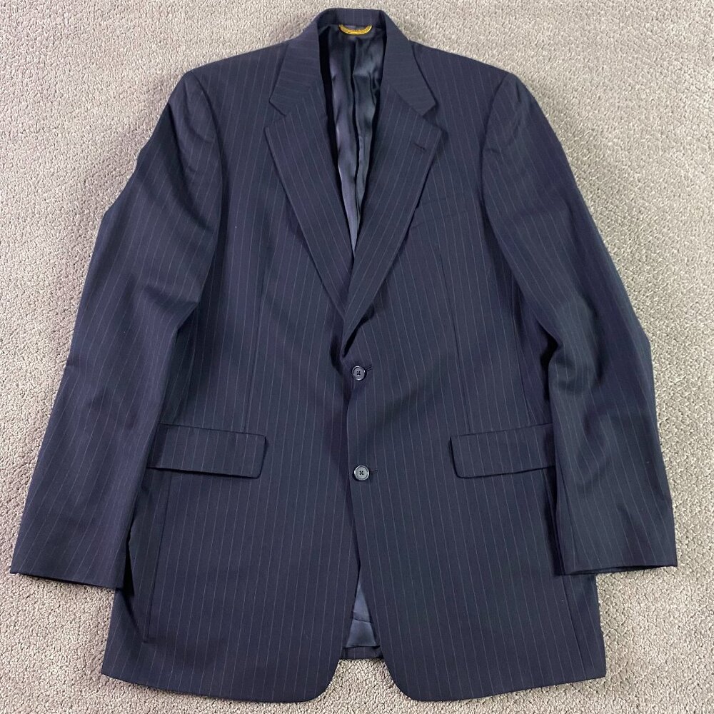 Hart Schaffner Marx Gold Trumpeter Sport Coat Blazer Men's 42 XL Blue Pinstripe